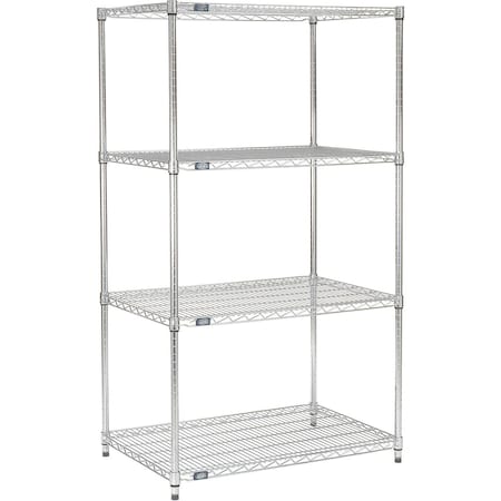 Nexel 36W x 24D x 74H Wire Shelving Unit, 600 Lb Shelf Capacity, Chrome 798770NC